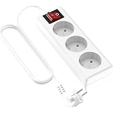 Garza Power &ndash; 3 Socket Power Strip with Switch and Earth Socket | Multiple Thief of 3 Metres | Up to 3680W | Child Protection