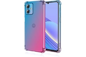 EASSGU Funda para Motorola Moto g14 (6.5" Inches), Carcasa Protectora de Color Degradado Transparente, Case para Teléfono Anticaída y Antiarañazos - Azul Rosado