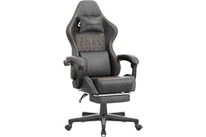 Ferghana Sedia da Gaming,Sedia Gaming Ergonomica con Regolabile Poggiapiedi,Poggiatesta,Supporto Lombare,Pelle di PU Poltrona Ufficio Regolabile,Professionale Sedia da Ufficio Gaming(Grigio)