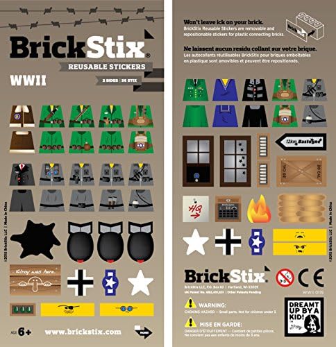 BrickStix BS3067 "WWII" Reusable Stickers (Pack of 3)