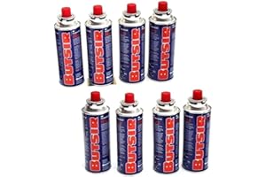 KURIL Pack 8 Cartuchos de Gas Butano BUTSIR B-250 – 227 g – Válvula Autosealable – Compatible con Cocinas Portátiles y Hornillos – Camping, Outdoor o Emergencias
