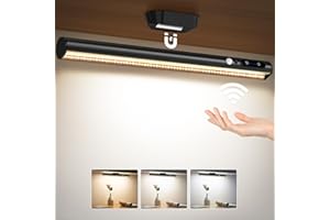 Moslumin luz led armario sensor movimiento, 4000mAh lampara escritorio inalámbricas recargable con magnetica y mando, luces pared bateria sin cable para cocina, baño espejo, estanteria