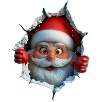 Adesivo Murale Babbo Natale 3D – 30x30 Cm, Effetto Sfonda Il Muro, Autoadesivo, Per Decorazioni Natalizie