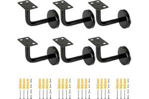 FWEEK 6 Stück Handlaufhalter Schwarz, Handlaufhalter Edelstahl 60x80 mm, Handlaufträger Handlauf Halterung für Innenwand, Treppengeländer, Korridor, Holz Geländer