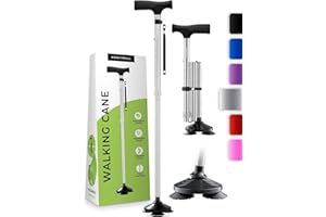 HoneyBull Canne de Marche Tripode en Aluminium pour Hommes et Femmes Pliable Réglable Robuste Tout Terrain Anti Dérapant, Aide à la Mobilité Personnes âgées