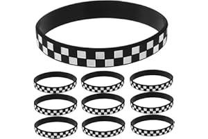 CORHAD Racing Theme Silicone Bracelets 12-Pack Checkered Wristbands Lightweight Sports Fan Accessories for Parties and Events