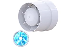 BRISKORE Ventilatore a canale 100 mm in linea, 107 m³/h, di alta qualità, silenzioso, scarico fumo, ventola silenziosa, 100 mm, per bagno, WC, cucina, serra, garage
