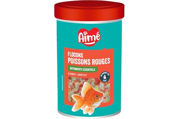 Aimé | Flocons pour poissons rouges | Nourriture Poisson Rouge | Aliment Complet à base de Nutriments Essentiels | Céréales et Extraits de Protéines Végétales | 200 g | 1000 ml