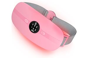 BAMCOO Cuscinetto Riscaldante Mestruale, Fascia Riscaldante Dolori con 3 Livelli di Calore e 3 Modalità di Massaggio, Fascia Riscaldante Dolori per Alleviare il Dolore Mestruale (Rosa)