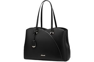 LOVEVOOK Handtasche Damen Groß, 15,6 Zoll Laptop Shopper Tasche Arbeitstasche Bürotasche, PU Leder Handbags for Women Schultertasche Lehrertasche Tote Bag für Arbeit Business Uni Schule, Schwarz