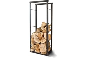 Speedwellstar Metal, portalegna, magazzino, stufa a legna, caminetto, legna da ardere, portalegna 100 x 40 cm, portaoggetti, supporto, alto, nero, interno ed esterno (H 100 x L 40 cm)