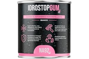 IDROSTOPGUM Impermeabilizzante Elastomerico Sigillante Gomma Liquida Elastica Protettiva Isolante Professionale NA92 PRO (Bianco, 1 LT, 1, IDROSTOPGUM)