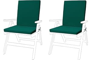 Gardenista Low Back Chair Seat Pads | Outdoor Water Resistant Garden Chair Cushions With Backs | Soft and Thick Seat Cushion with Secure Ties | Durable Patio Furniture Pad (2 Piece, Green)