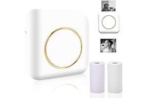 Aceshop Mini Stampante Termica, Stampante tascabile senza inchiostro senza fili con 2 Rotoli di Carta Termica Mini stampante tascabile Compatibile con Android e IOS per appunti, promemoria