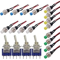 GTIWUNG 16 Stück Mini Druckschalter mit Vorverkabelt, Momentane Druckschalter Lockless, 2 Pins 1A AC250V/3A AC125V SPST…