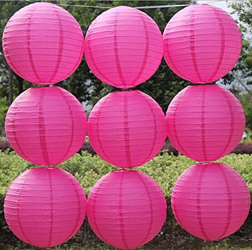 Set of 12 Hot Pink Paper Lantern 12" Lampshade for Wedding Birthday Party Garden Home Decoration