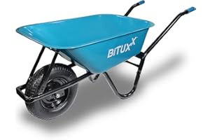 ‎BITUXX BITUXX Schubkarre 100L Schubkarren Schiebkarre Groß Scheibtruhe Bauschubkarre Blau mit Luftreifen und kugelgelagerter Achse bis 250kg