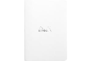 RHODIA 119181C – Zeszyt szyty Biały – A5 (14,8 x 21 cm) – w kratkę – 96 stron – papier Clairefontaine biały 80 g/m² – miękka, powlekana, wytrzymała i wodoodporna okładka – Classic