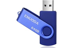 ENUODA Memory Stick 64GB USB 2.0 Flash Drive Swivel Design Fold Storage Thumb Drive (Blue)