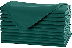 WedDecor 20 Inch Spun Polyester Table Napkin for Wedding, Banquet, Christmas Party, Home, Hotel, Dinning, Hemmed Edges, Lightweight Machine Washable, Green, 1 Piece