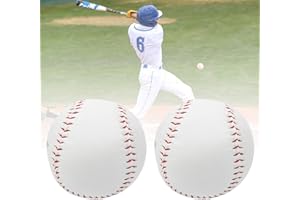 YOWMINA 2 Pack Soft Leather Baseball Practice Balls, Softball Ball Training, Outdoor Sports High Elastic Trainning Ball, Outdoor Sports for Youth and Adult Game Batting Fielding Hitting Pitching Practice