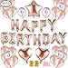 Produktbild Dolank Rose Gold Ballons Dekorationen Set, Alles Gute Zum Geburtstag Banner 12 "Rose Gold Balloon und 18" Star Heart Foil Ballons mit Gold String für Party Supplies