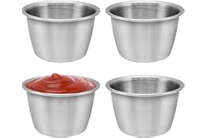 FORYNXHWIN 4 sztuki 70 ml miseczki na sosy ze stali nierdzewnej, do sosów, można układać w stos, miseczki do dipów, do sosów, sosów, sosów sałatkowych, keczupu