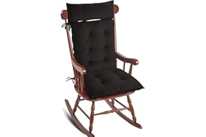 Big Hippo Cuscino per sedia a dondolo, schienale alto con cuscino per testa staccabile, morbido cuscino reclinabile per sedia da giardino,per casa, ufficio, giardino, nero, confezione da 1