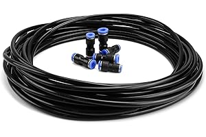 Tubo Aria Compressa 6mm, DIYCUT 10m Poliuretano Tubo 6mm Nero, Tubo Uretano Aria Compressa Esterno 6mm x Interno 4mm con 6 Raccordo Rapido 6 x 4, 6 x 6, 6 x 8mm per L'industria e la Casa