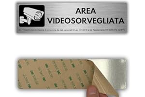 LEIASA | Segnale adesivo Zona Videosorveglianza - 5x18 cm - Spessore 0,8 mm - Cartello Telecamere di Sicurezza - Area Sorvegliata - Segno Allarme Connesso - Segno Zona Sorvegliata