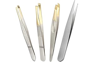 Disnace 4 Pièces Pince à Épiler les Sourcils, Professionnelle Pincettes en Acier Inoxydable, Antidérapant Pince à Épiler de Précision pour Sourcils, Cils, Poils Incarnés, Poils de Barbe, Échardes