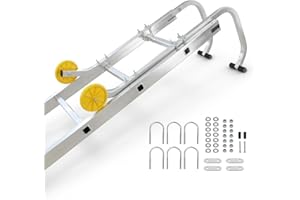 Todeco Crochets de Faîtage pour Échelle Certifiés EN131 – Adaptateur Échelle Toiture Universel avec Roues Protection Tuiles, Aluminium Renforcé 150kg, Compatible Échelles Télescopiques et Coulissantes
