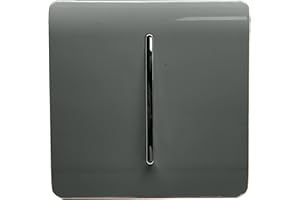 TRENDI SWITCH Trendi 1 Gang 2 Way 240V Screwless Raised Front Plate Plastic Artistic Modern Glossy 10 Amp Chrome Rocker Single Electrical Wall Light Switch Charcoal Grey - ART-SS2CH