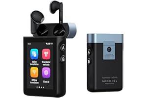 Wooask A9 Übersetzer KopfhöRer Support Anrufe & Hotspot-Freigabe Mit ChatGPT, Sprachübersetzer Ohne Internet Mit 144 Sprachen, Offline/Foto üBersetzung FüR Reisen, Business (Schwarz, 4G+WiFi-Version)