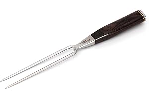 KAI Shun Premier Tim Mälzer Japanese Carving Fork 16.5 cm Tines - Corrosion-Resistant Professional standard Stainless Steel - Medium Brown Pakkawood - Made in Japan