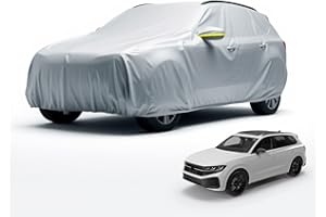 ‎POWR CAR SUV Universale Autoschutzhülle: wasserdichte Autoplane für PKW/KFZ – Car Cover in Silber für umfassenden Schutz (SUV (490x190x180cm))