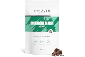 Collagène Marin Hydrolysé Type 1 Breveté Peptan - Articulations, Récupération et Peau - Complément Alimentaire Haute Assimilation - Goût Chocolat - 270g - Fabriqué en France - IMPULSE NUTRITION