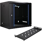 Extralink 19" 9U Rack Cabinet - 400mm Network Cabinet, Shelf Included, Wall or Floor Mount, up to 60 kg, 180&deg; Opening, Black