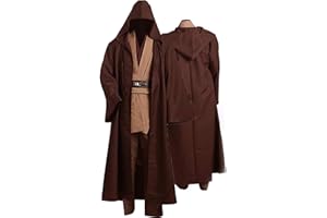Taeyue Anakin Tunic Hooded Robe Pants Belt Accessories Knight Halloween Carnival Outfit for Adult Men Brown
