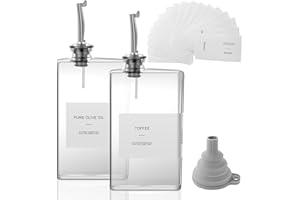 BUTORY A 2 pezzi 350 ml Dispeller di olio d'oliva Vetro Dispeller del dispenser di aceto rettangolare(argento)