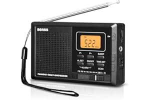 BENSS Tragbares Radio Taschenradio Klein AM FM Digitales Radio Pocket Transistor Stereo Radio mit Eingebauten Lautsprechern Digital Wecker und Sleep Timer, Batteriebetrieben