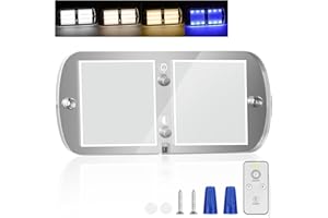 URAQT Intérieur de la lumière de RV, 12V Lumières Intérieure à LED Lampe Eclairage, 72 LED 800LM 6W, interrupteur à distance, Dimmable 4 Températures de Couleur pour Camping-Car,Caravane.