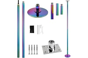 PRIOR FITNESS Barre Pole Dance permanente avec Plateau Fixe Perche de Danse pour la Maison Perche de Danse avec Support Plafond et Accessoires d'extension Plus de sécurité et de stabilité…