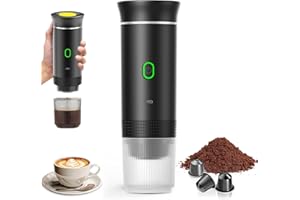 PZCC Macchina per caffè portatile, 3 in 1, per caffè espresso, riscaldamento elettrico, 12 V, macchina da caffè ricaricabile, per ufficio, viaggio, casa, compatibile con capsule espresso e caffè