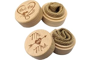 Nsiwem Caja de Anillo de Boda de Madera 2 piezas Caja de Madera para Anillos de Compromiso porta alianzas anillos de boda almohada para Novias y Novios