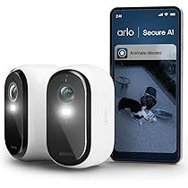 Arlo Essential Outdoor Fotocamera Di Sicurezza 2a Gen. (3 Pezzi) – HD 1080p, Wireless, Faretto E Sirena Integrati, Visione Notturna A Colori