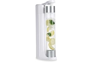 Levivo Machine à eau gazeuse Fruit & Fun Slim, bouteille de gazéification 1 L, gaz pour eau, cocktails et autres boissons, couleur: Blanc