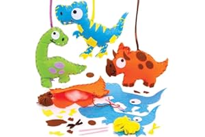 Baker Ross FE116 Kit da Cucito Decorazione di Dinosauri - Confezione da 3, Set da cucito per bambini, Attività creative per bambini, Progetto ideale di arti e mestieri