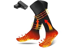 FARDAS Men Women Heated Socks Rechargeable Battery, Full Sole Heating Electric Socks, Washable Long Knitted Thermal Socks Cold Weather Foot Warmers for Sport Outdoor Camping Hiking(Without Battery)