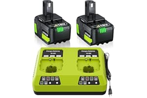 BONADGET Batterie au Lithium 2X 8.0Ah 18V et Chargeur pour Ryobi One+, Li-ION Batterie de Remplacement et Chargeur pour 18V One+ P108 P107 P104 P105 P102 P103 Outils